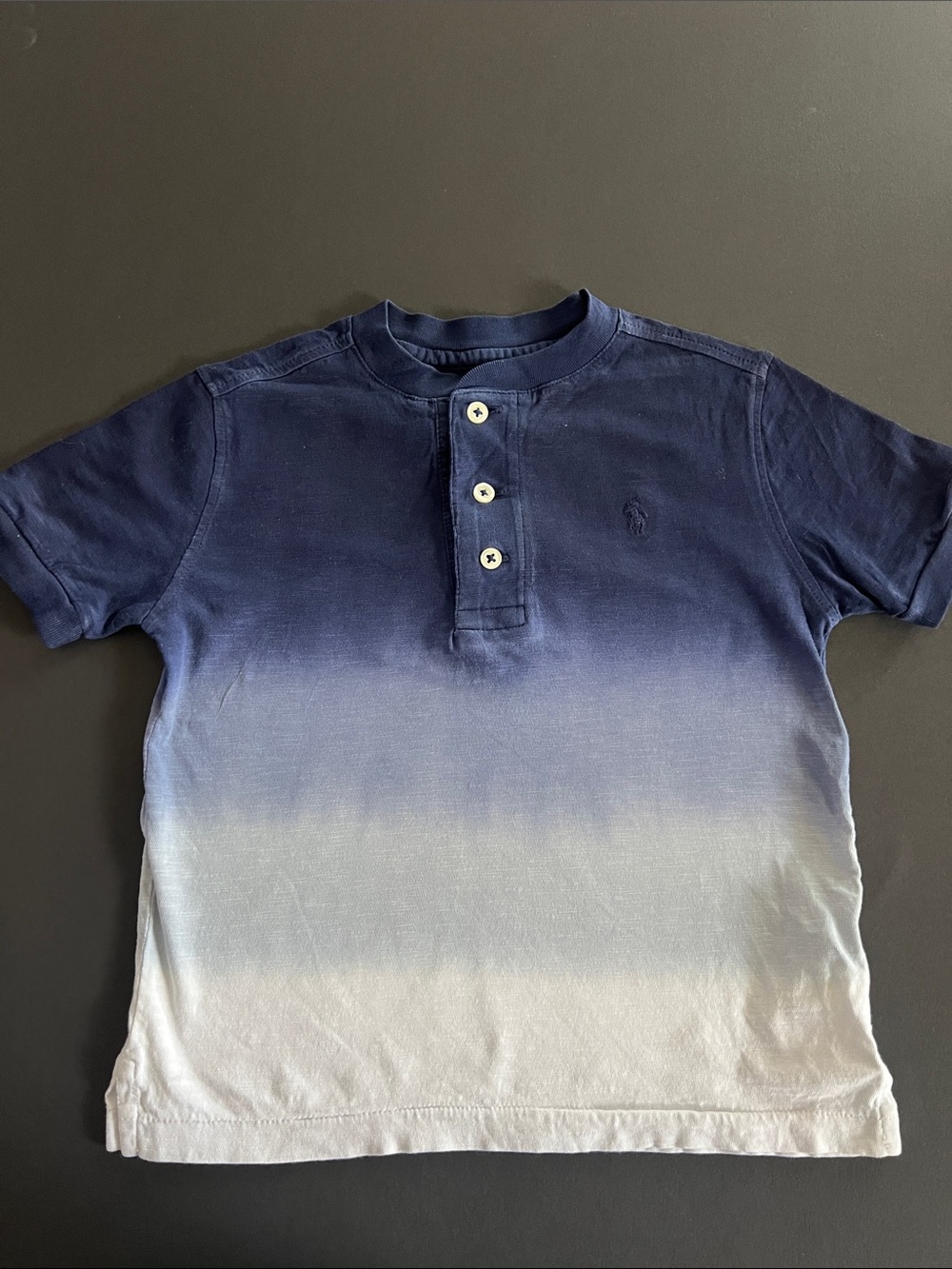 Ralph Lauren Navy to White Ombre Henley Polo